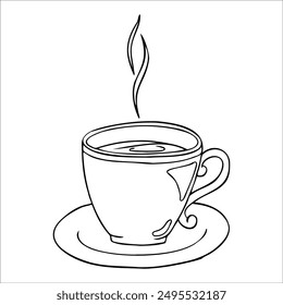 Tasse mit Teebeutel handgezeichnete Outline Doodle Icon. Hot Drink - Teetasse Vektorgrafik Sketch.