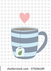 Cup of tea with tea bag and a heart
