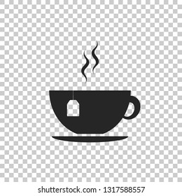 Cup with tea bag icon isolated on transparent background. Flat design. Vector Illustration