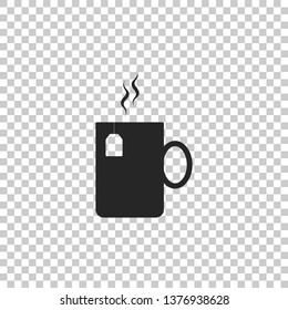 Cup of tea with tea bag icon isolated on transparent background. Flat design. Vector Illustration