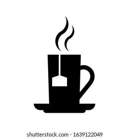 Cup with tea bag icon isolated on white background