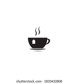 Cup with tea bag icon isolated on white background. Set elements in colored icons. Flat design. Vector Illustration