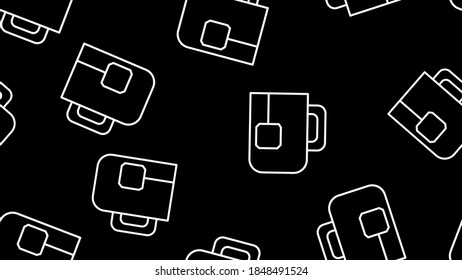 Cup of tea with tea bag icon isolated seamless pattern on white background