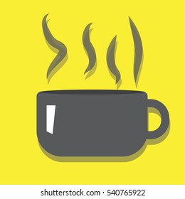 cup with tea bag icon on the yellow background