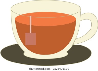 A cup of tea with a tea bag inside.