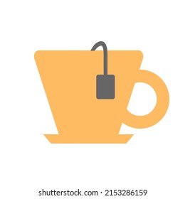 Cup with tea bag. minimal vector illustration