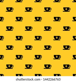 Cup of tea with tea bag pattern seamless vector repeat geometric yellow for any design