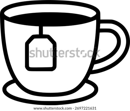 A cup of tea in a bag sign, symbol, vector, art