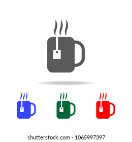 cup with tea bag simple black eating icon. Elements of food multi colored icons. Premium quality graphic design icon. Simple icon for websites, web design, mobile app on white background