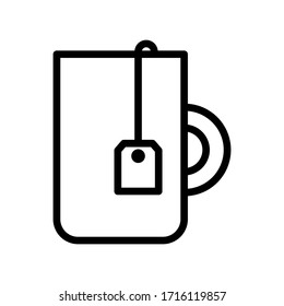 Cup of tea with a tea bag thin line icon isolated on white background EPS Vector