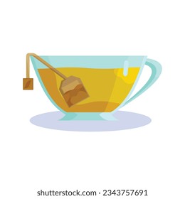 Taza de té con un diseño plano con un vector bolso de té