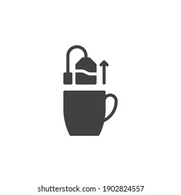 Cup of tea bag vector icon. filled flat sign for mobile concept and web design. Tea brewing glyph icon. Symbol, logo illustration. Vector graphics