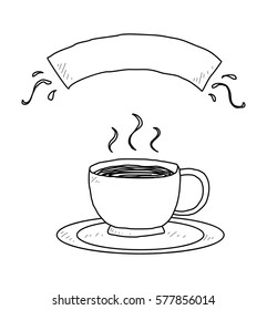 a cup of tea with banner doodle