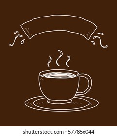a cup of tea with banner doodle