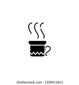 Cup of tea black icon concept. Cup of tea flat  vector symbol, sign, illustration.