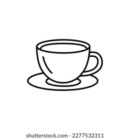 Cup for tea black line icon. Dishware. Pictogram for web page, mobile app, promo.