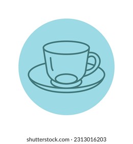 Taza para el icono de la línea negra del té. Discrepancia. Pictograma para página web, aplicación móvil, promoción.