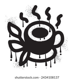 Taza de té con pintura en aerosol negra