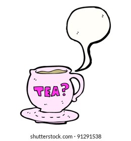 caricatura de taza de té