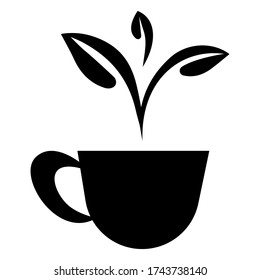 Cup, für Teezeremonie, Teezeit, Küchenobjekt. Schwarze Silhouette, isoliert auf weißem Hintergrund, Vektor.