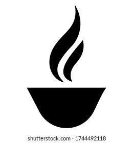 Cup, for tea ceremony, tea time, kitchen object. Black silhouette, isolated on white background, vector.