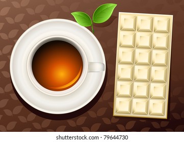 cup of tea an chocolate bar