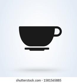 Cup of tea or cofee with smoke. Simple vector modern icon design illustration.