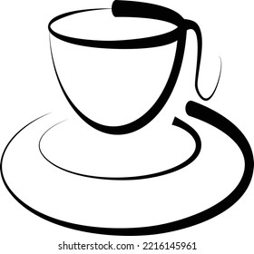 A cup of tea or coffe design made with black and white lines 