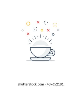 Cup of tea or coffee. Tea break. Shiny hot drink.