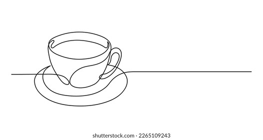 Taza de té o café. Dibujo continuo de líneas. 