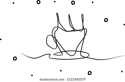Cup, tea, coffee, drink. One line drawing doodle hand drawn. Vector object illustration, minimalism hand drawn sketch design modern 