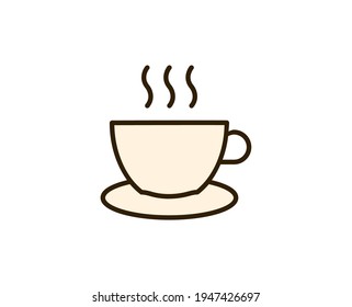Cup of tea or coffee flat icon. Single high quality outline symbol for web design or mobile app.  Holidays thin line signs for design logo, visit card, etc. Outline pictogram EPS10