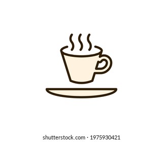 Cup of tea or coffee flat icon. Single high quality outline symbol for web design or mobile app.  Holidays thin line signs for design logo, visit card, etc. Outline pictogram EPS10