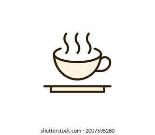 Eine Tasse Tee oder Kaffee-Flach-Ikone. Einzelnes, qualitativ hochwertiges Umrisssymbol für Webdesign oder mobile App.  Dünne Holidays-Schilder für Design-Logo, Visitenkarte usw. Umrisspiktogramm EPS10