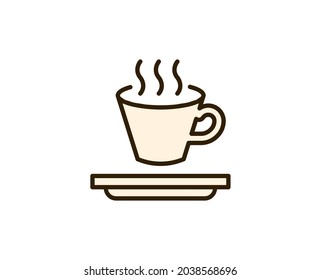 Cup of tea or coffee flat icon. Single high quality outline symbol for web design or mobile app.  Holidays thin line signs for design logo, visit card, etc. Outline pictogram EPS10