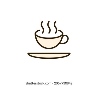 Cup of tea or coffee flat icon. Single high quality outline symbol for web design or mobile app.  Holidays thin line signs for design logo, visit card, etc. Outline pictogram EPS10