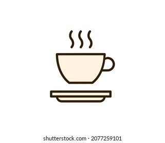 Cup of tea or coffee flat icon. Single high quality outline symbol for web design or mobile app.  Holidays thin line signs for design logo, visit card, etc. Outline pictogram EPS10