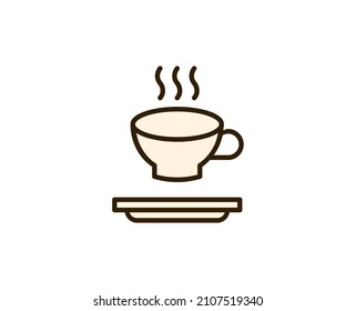 Cup of tea or coffee flat icon. Single high quality outline symbol for web design or mobile app.  Holidays thin line signs for design logo, visit card, etc. Outline pictogram EPS10