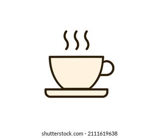 Cup of tea or coffee flat icon. Single high quality outline symbol for web design or mobile app.  Holidays thin line signs for design logo, visit card, etc. Outline pictogram EPS10