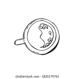 Cup with tea, coffee hand drawn outline doodle icon. Hot drink vector sketch illustration of a cup of tea for print, web, mobile and infographics isolated on white background.
