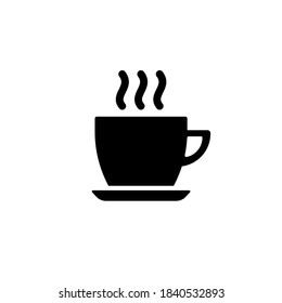 Cup of tea or coffee icon in black. Vector on isolated white background. EPS 10