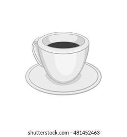 Cup of tea or coffee icon in black monochrome style on a white background vector illustration