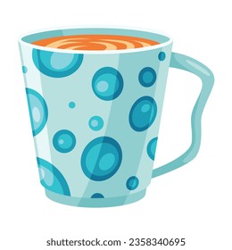 Cup tea coffee icon. Cute trendy crockery with handle for drink. Vintage teacup. Hand drawn colored trendy vector illustration in cartoon style