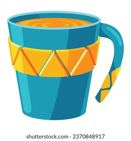 Cup tea coffee icon. Cute trendy crockery with handle for drink. Vintage teacup. Hand drawn colored trendy vector illustration in cartoon style