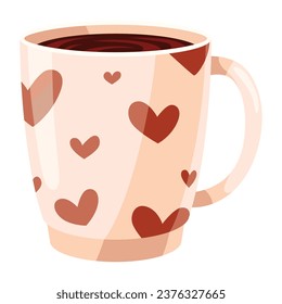 Cup tea coffee icon. Cute trendy crockery with handle for drink. Vintage teacup. Hand drawn colored trendy vector illustration in cartoon style