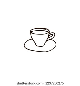 Cup of tea or coffee icon in doodle style. For print, web and brand design