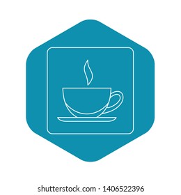 Cup of tea or coffee icon in outline style isolated vector illustration