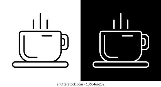 A cup of tea or coffee. Icon set vector. Outline logo