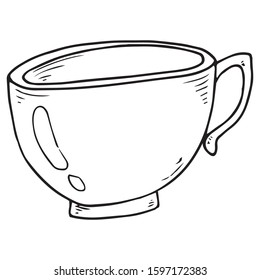 Cup of tea, coffee icon. Vector illustration of coffee, tea cup, mug. Hand drawn cup of hot tea, coffee.