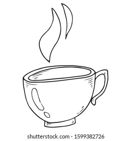 Cup of tea, coffee icon. Vector illustration of coffee, tea cup, mug. Hand drawn cup of hot tea, coffee.